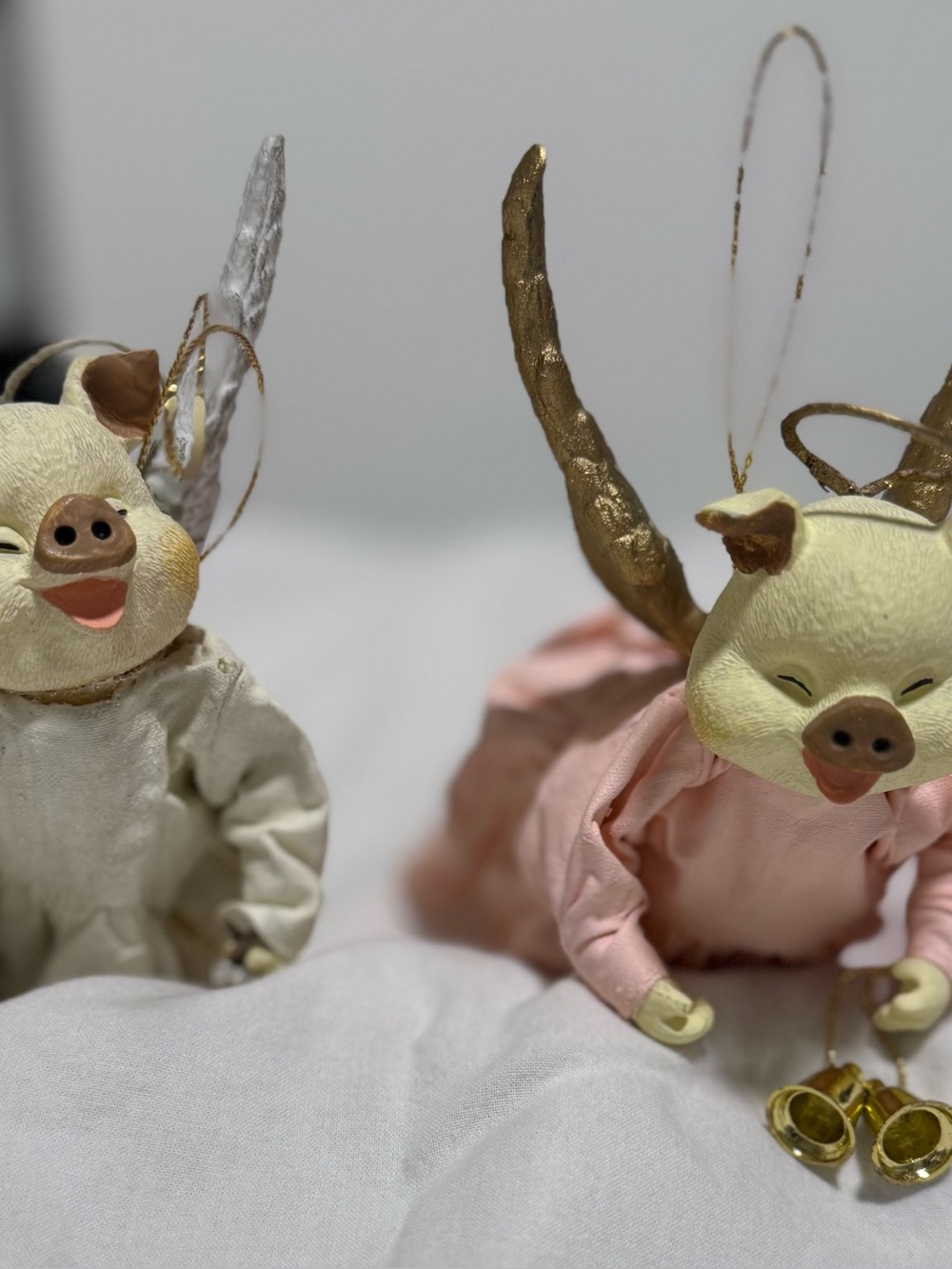 vintage christmas ornaments Flying Angel Pigs Rustic Woodland Xmas Decorations